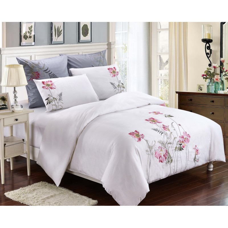 Комплект постельного белья с вышивкой "Blossom" (2 сп), сатин
